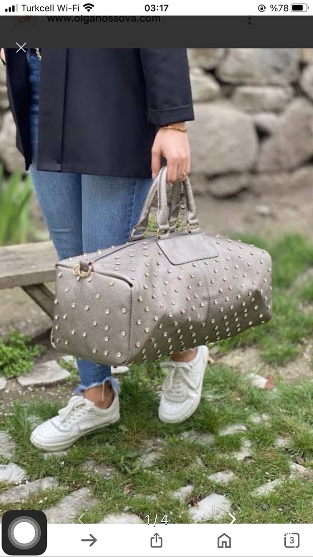 Gri Deri Kadın Çanta - Görsel 4