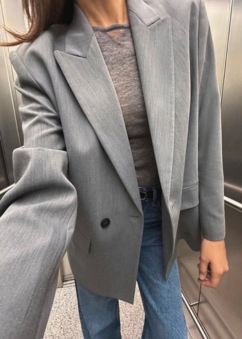 Gri Kadın Midi Ceket - Görsel 3