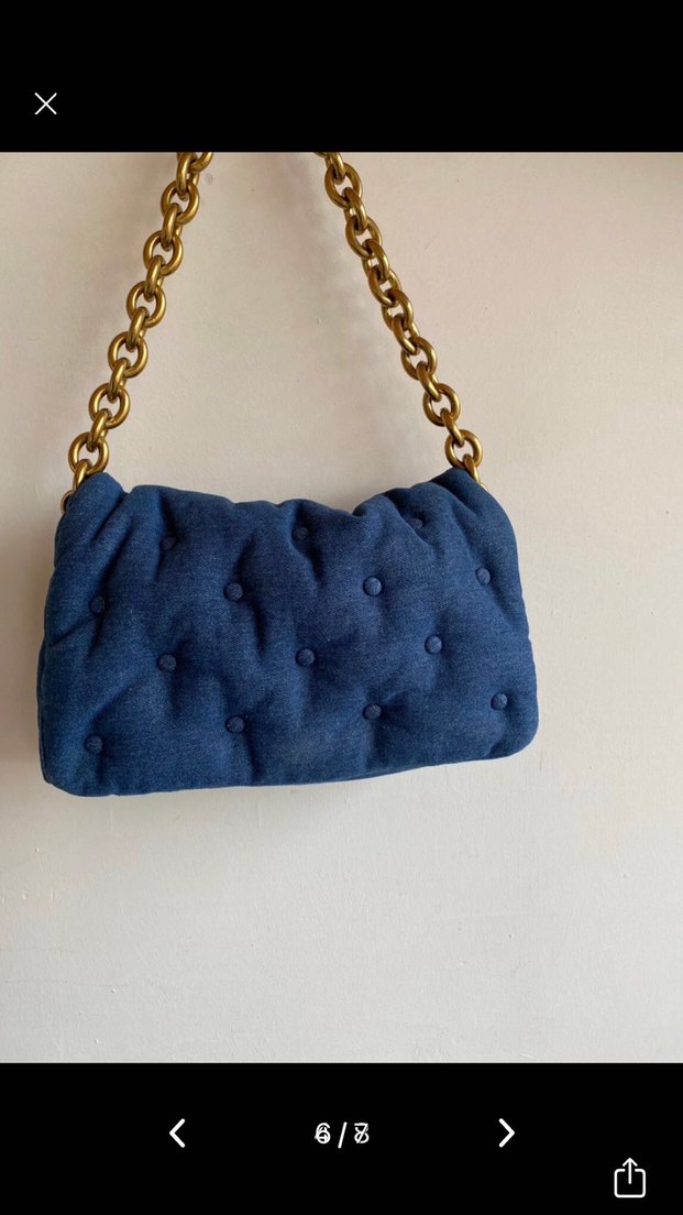 Zincir Detaylı Koyu Mavi Denim Kadın Çanta - Görsel 5