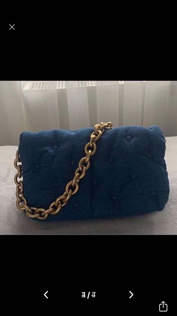 Zincir Detaylı Koyu Mavi Denim Kadın Çanta - Görsel 4