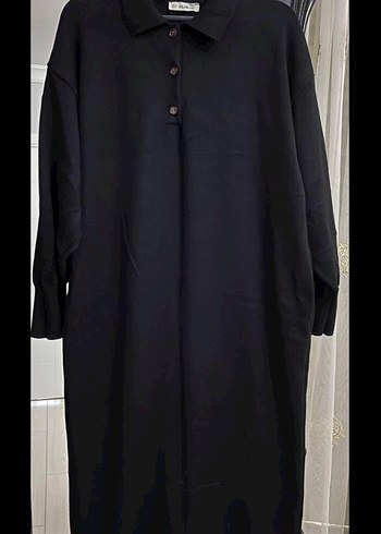 Siyah Uzun Kollu Polo triko elbise - Görsel 3