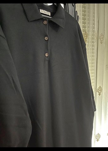 Siyah Uzun Kollu Polo triko elbise - Görsel 2