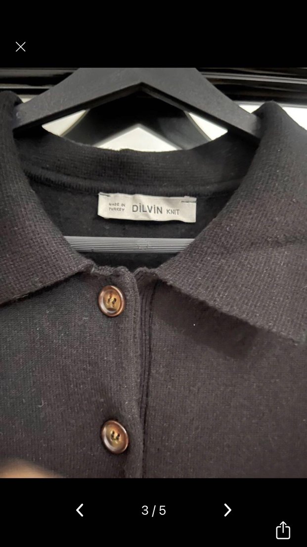 Siyah Uzun Kollu Polo triko elbise - Görsel 4