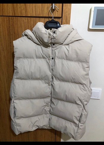 Bej Düğmeli Kadın Şişme Yelek - Görsel 6