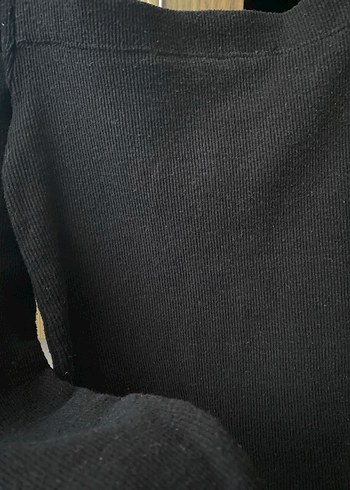 Kare yaka siyah renk fitilli bluz - Görsel 4