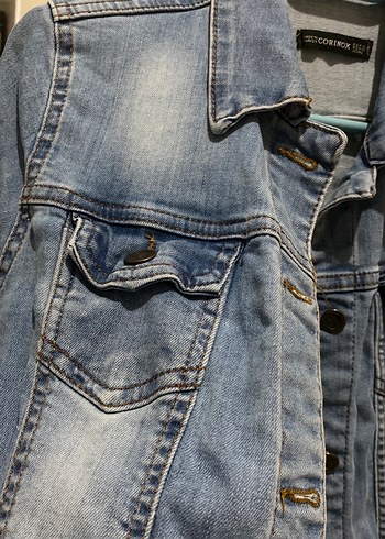 Kadın Mavi Düğmeli Denim Ceket - Görsel 4