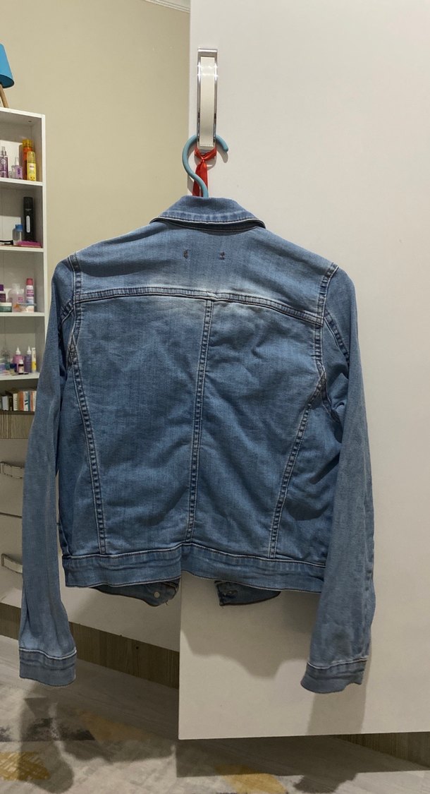 Kadın Mavi Düğmeli Denim Ceket - Görsel 3