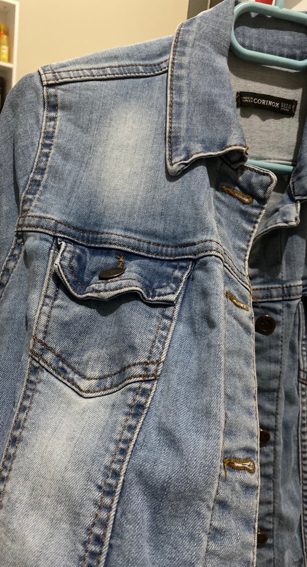 Kadın Mavi Düğmeli Denim Ceket - Görsel 4