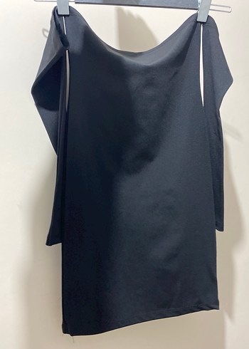 Drapeli Siyah Uzun Kollu Kadın Elbise - Görsel 2