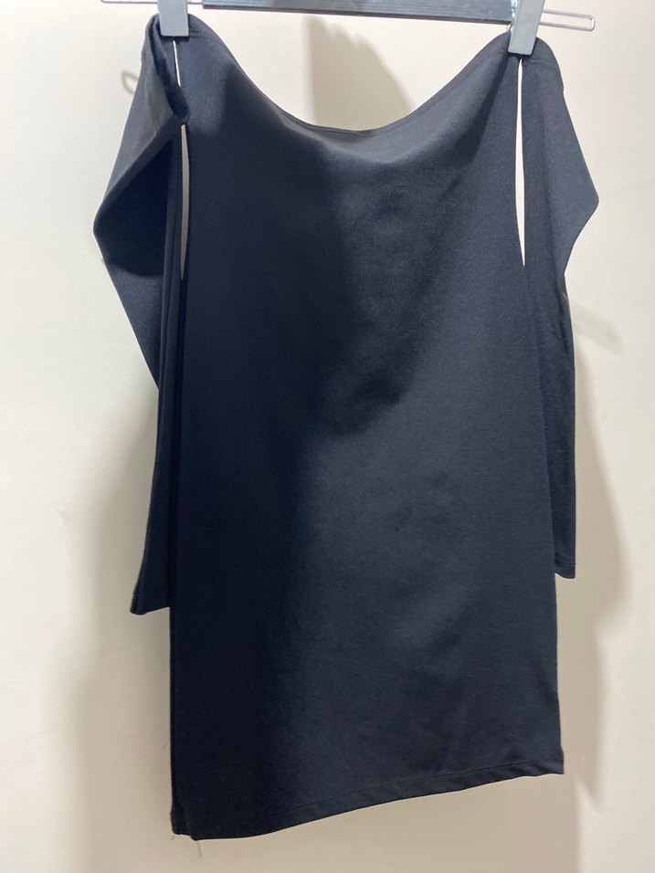 Drapeli Siyah Uzun Kollu Kadın Elbise - Görsel 2