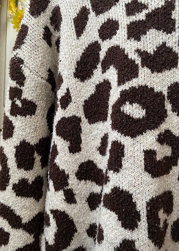 Leopar Desenli Kadın Triko Kazak - Görsel 3