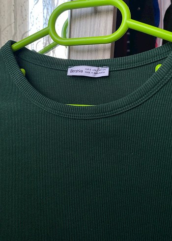 Yeşil Kadın Uzun Kollu Crop Bluz - Görsel 3