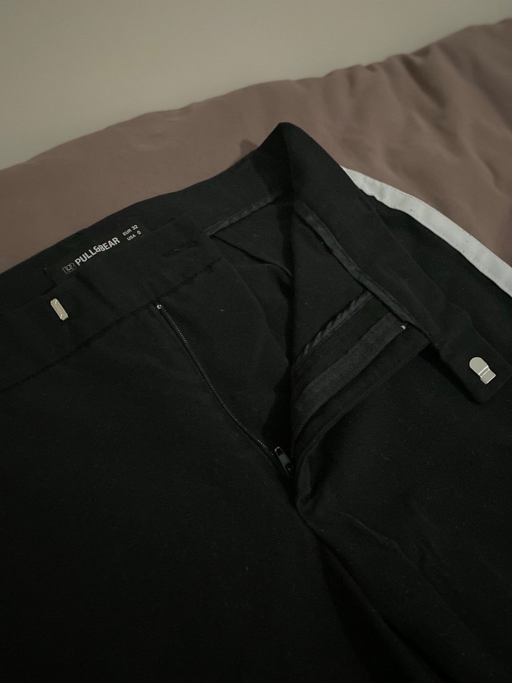 Siyah Kadın Midi Kumaş Pantolon - Görsel 3