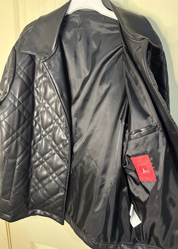 4AKC Düğmeli Siyah Deri Erkek Ceket - Görsel 2