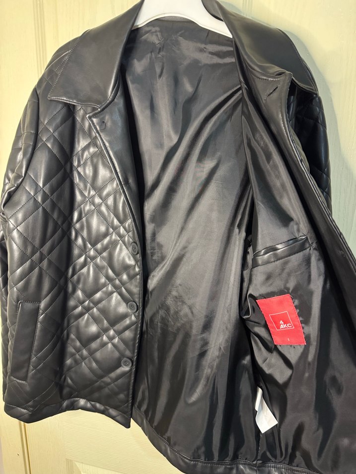 4AKC Düğmeli Siyah Deri Erkek Ceket - Görsel 2