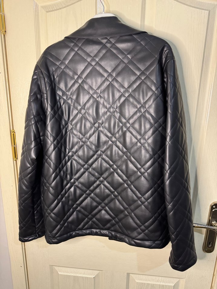 4AKC Düğmeli Siyah Deri Erkek Ceket - Görsel 3