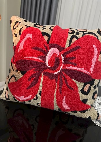 Kurdele ve leoparlı kırlent kılıfı - Görsel 3