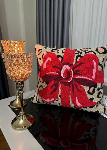 Kurdele ve leoparlı kırlent kılıfı - Görsel 4