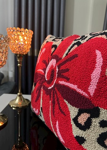 Kurdele ve leoparlı kırlent kılıfı - Görsel 2