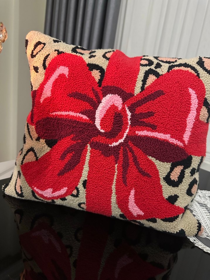 Kurdele ve leoparlı kırlent kılıfı - Görsel 3