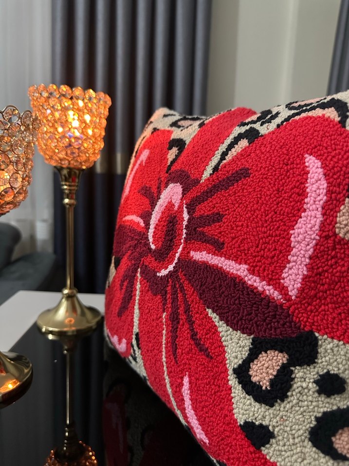 Kurdele ve leoparlı kırlent kılıfı - Görsel 2