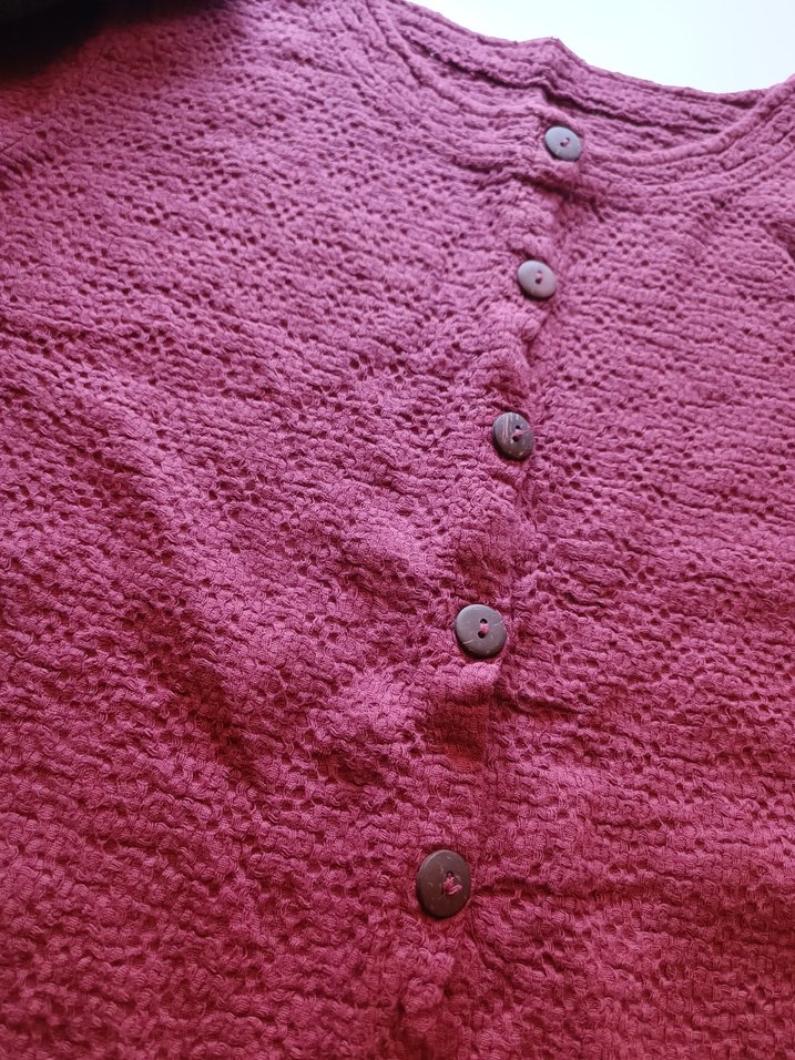 Tola Tola Bordo Düğmeli Keten Bohem Kazak - Görsel 2