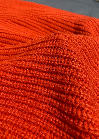 Kırmızı Örgü Kadın Sweatshirt - Görsel 4