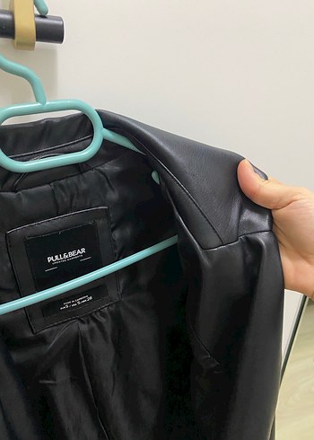 Düğmeli Siyah Deri Kadın Ceket - Görsel 2