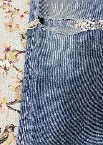 Düğmeli Mavi Kadın Denim Pantolon - Görsel 2