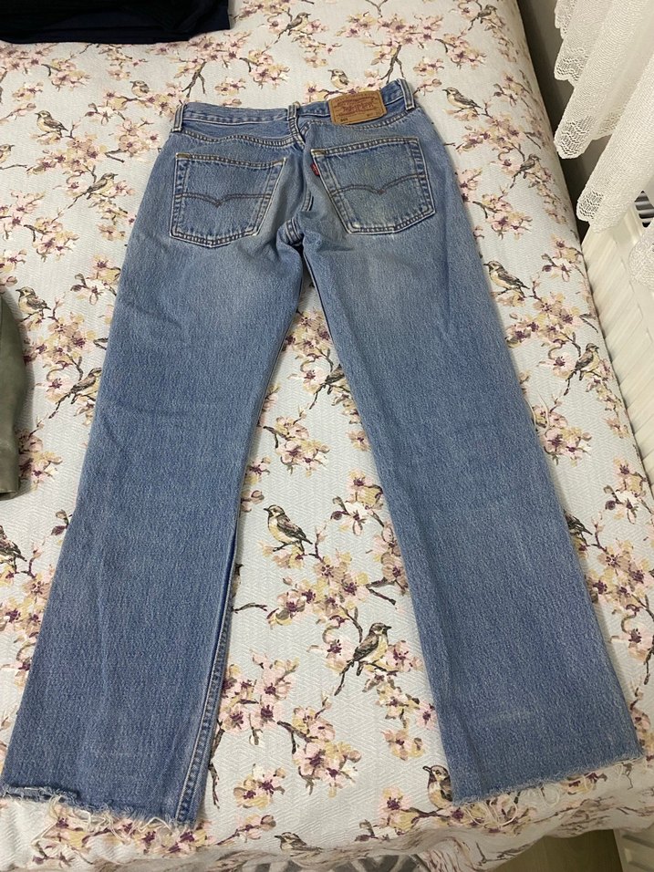 Düğmeli Mavi Kadın Denim Pantolon - Görsel 3