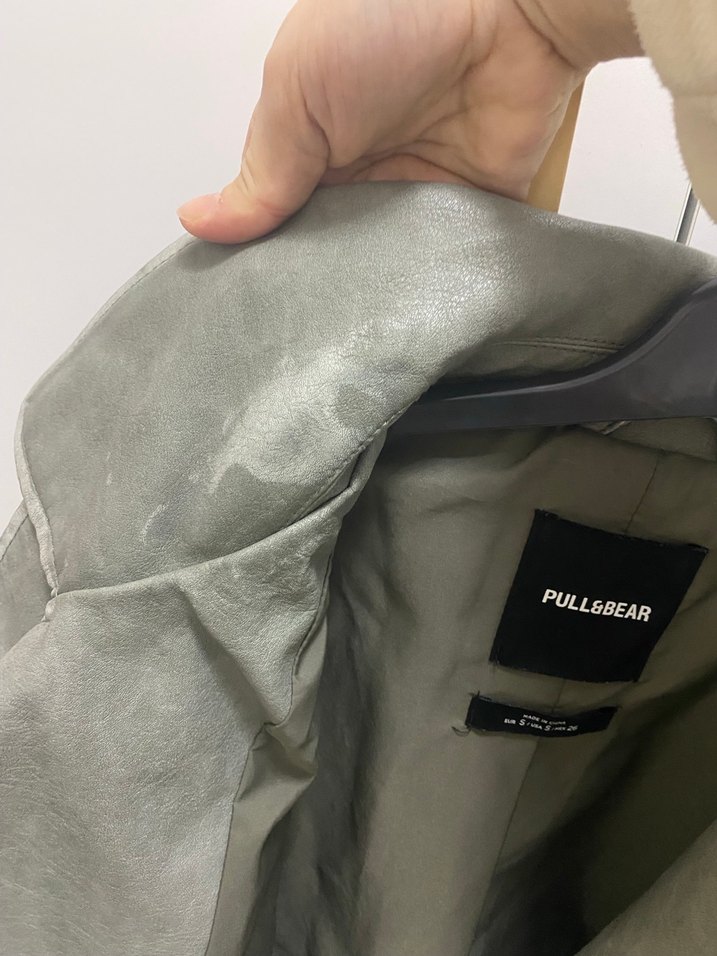 Gri Deri Kemerli Biker Ceket - Görsel 4