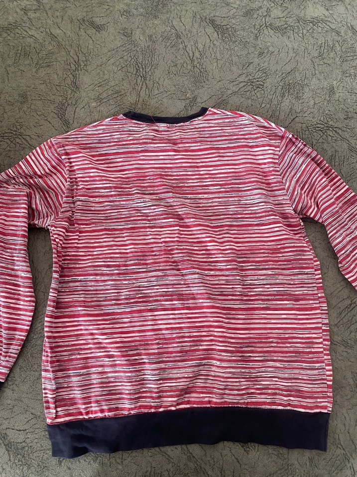 Erkek Kırmızı Çizgili Uzun Kollu Sweatshirt - Görsel 2