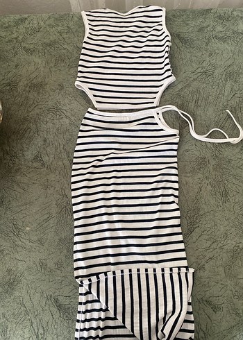 Çizgili Uzun Kadın Elbise - Görsel 2