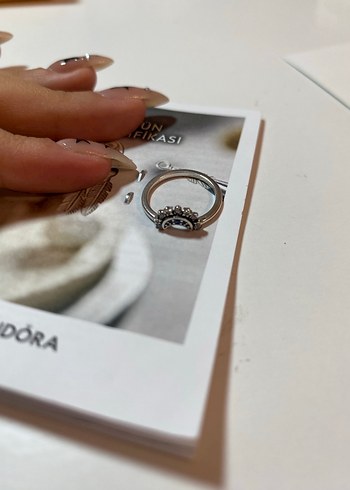 Gökyüzü Mavisi Işıltılı Ay Yüzük Pandora Yüzük (50mm) - Görsel 9