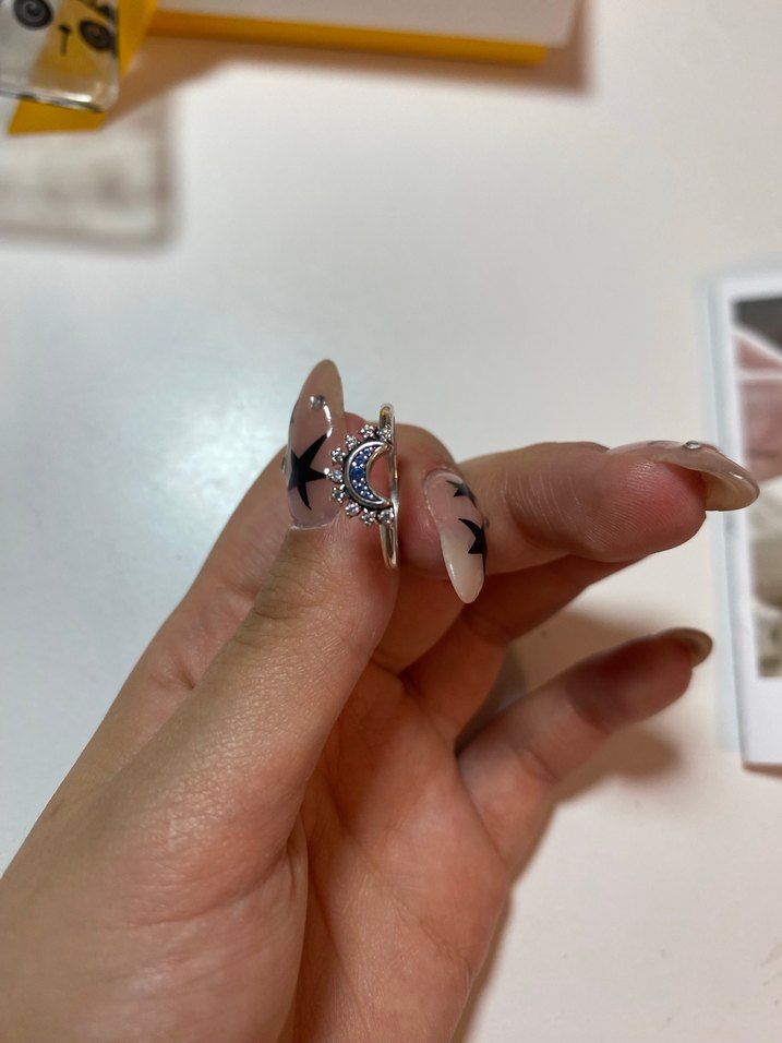 Gökyüzü Mavisi Işıltılı Ay Yüzük Pandora Yüzük (50mm) - Görsel 3