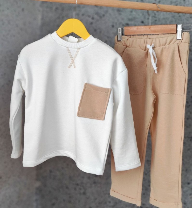 Zara Etiketli Bej Pamuklu Erkek Çocuk Eşofman Takımı - Görsel 2