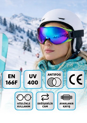 UNISEX Çok Renkli Kayak Gözlüğü E Sertifikalı - Görsel 3