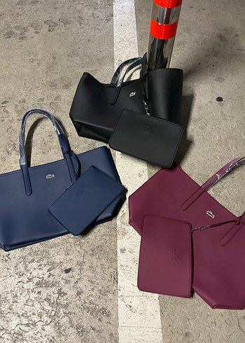 Beden Lacoste Kadın Lacivert Deri Fermuarlı Çanta