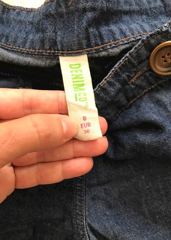 Denim&Co Renkli Düğmeli Kısa Kot Tulum