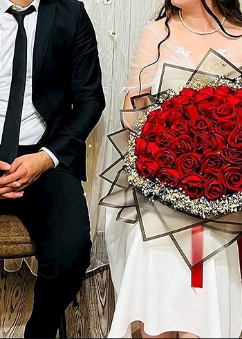 Midi omuz detaylı beyaz abiye - Görsel 4