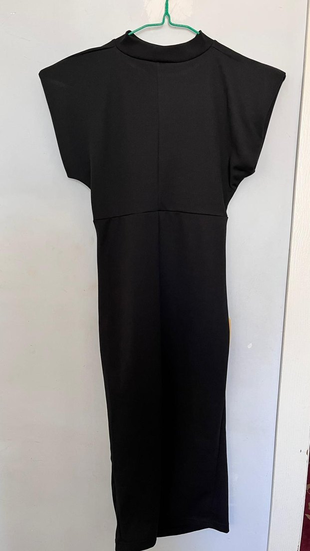 SİYAH MİDİ KALEM ELBİSE - Görsel 3