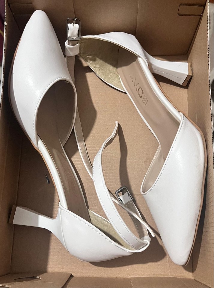 Beyaz Topuklu Şık Abiye Ayakkabı - Görsel 3