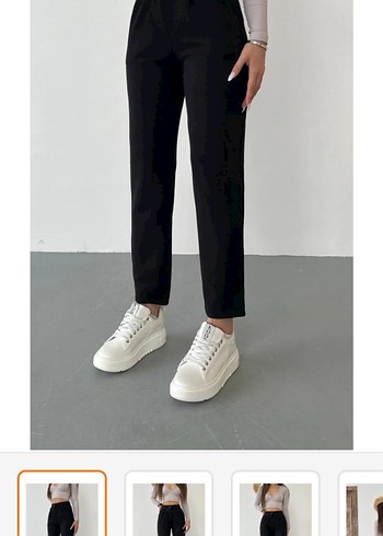 Kadın Siyah Midi Kumaş Pantolon - Görsel 2