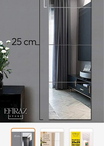 25x25 cm 4'lü Gerçek Ayna Seti - Görsel 2