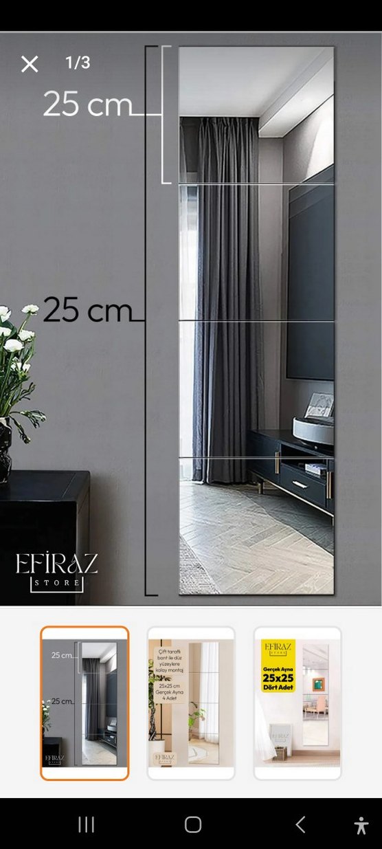 25x25 cm 4'lü Gerçek Ayna Seti - Görsel 2