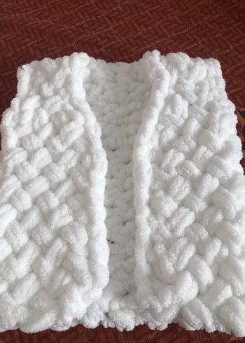 Beyaz Örgü Çocuk yeleği - Görsel 2