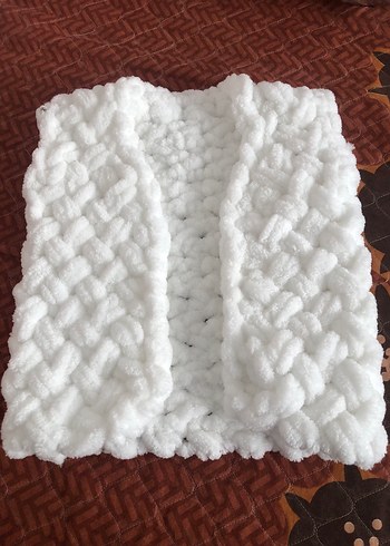 Beyaz Örgü Çocuk yeleği - Görsel 5