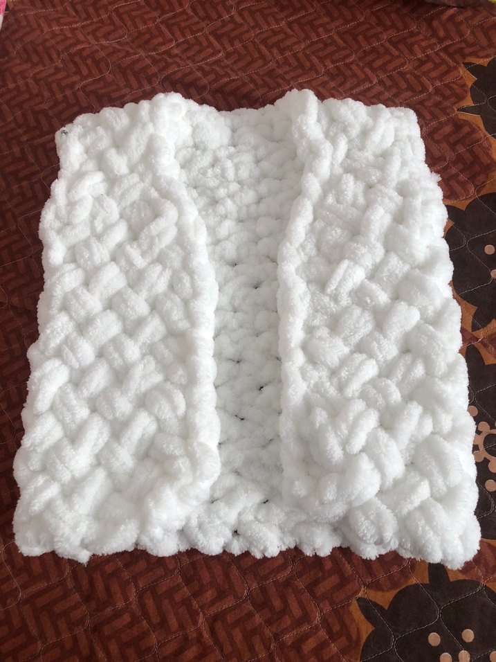 Beyaz Örgü Çocuk yeleği - Görsel 5