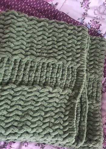 Pastel Yeşil Örgü Çocuk Battaniyesi - Görsel 5