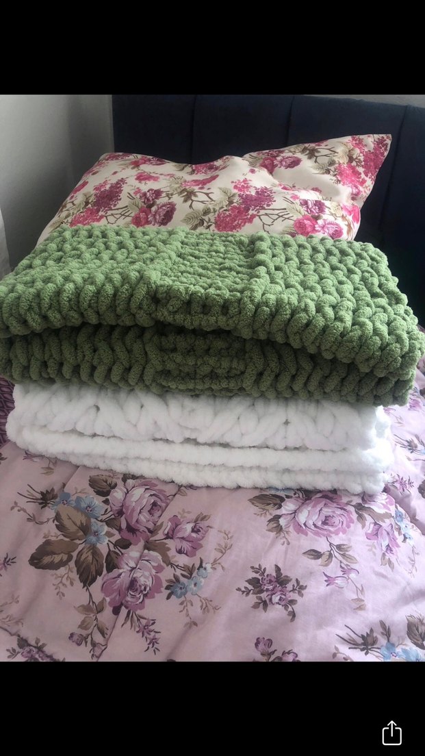 Pastel Yeşil Örgü Çocuk Battaniyesi - Görsel 2
